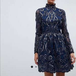 Chi Chi London Embellished Sequin Mini Skater Dress
